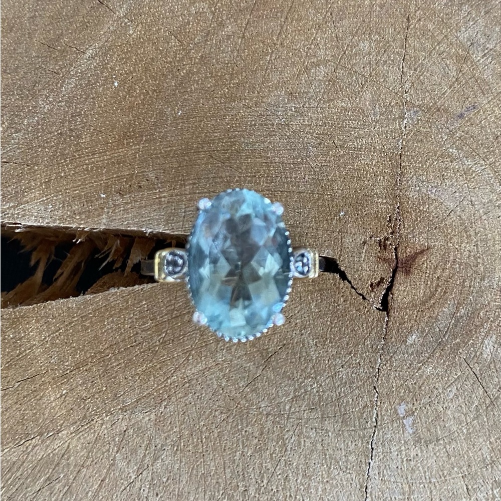 Light green with gold and Sterling band size 8
